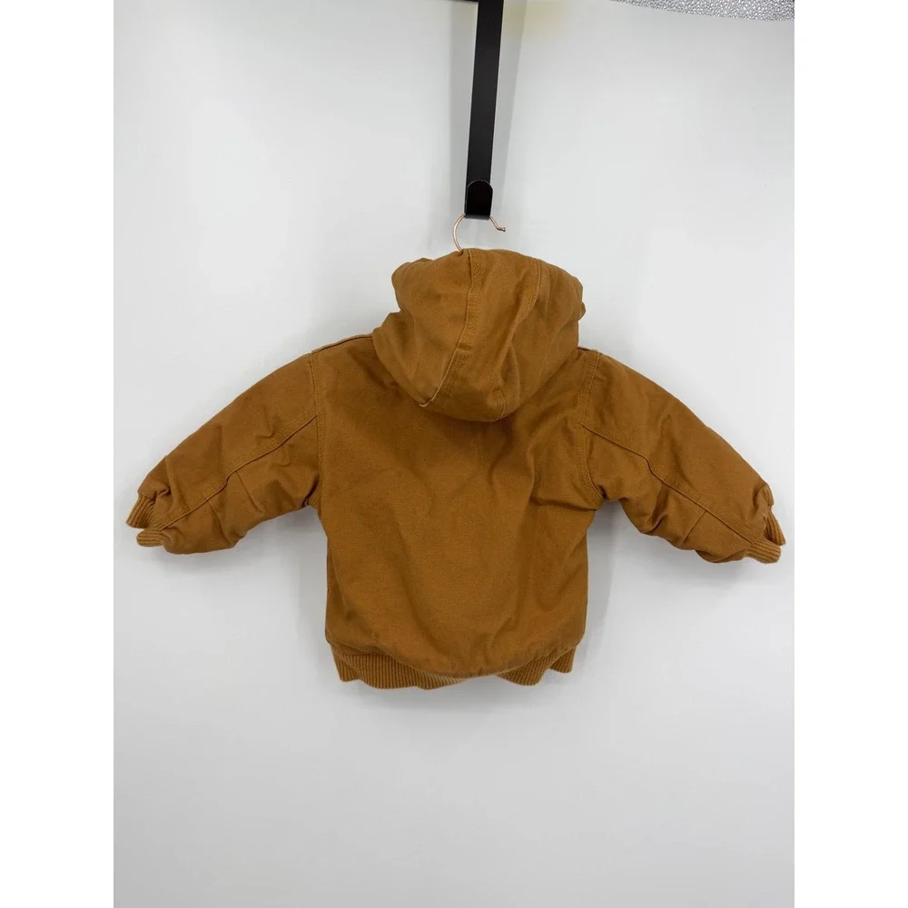 Carhartt Active Jacket baby 18M Brown Canvas Fleece Lined Hooded Insulated
